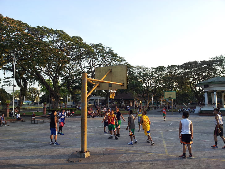 basquete, Praça, Filipinas, pessoas
