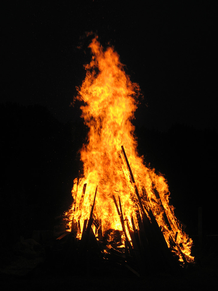 fire, flame, wood fire, easter fire, campfire