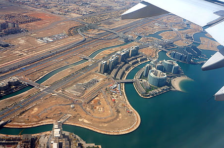 decollo, vista da sopra, u un e, Golfo Persico, ala, aeromobili, Aeroporto