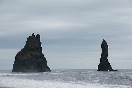 reynisdrangar, 悬崖, 冰岛, 海滩 reynisfjara, 巨, 图例, 海