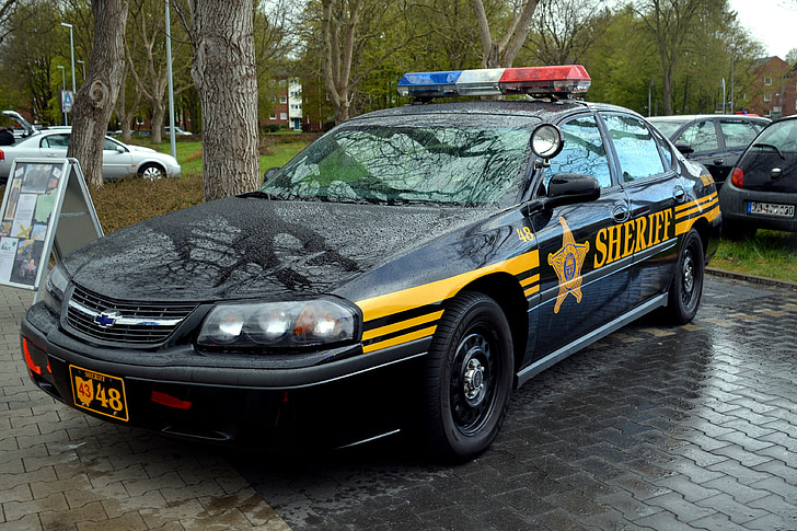 sheriff, police car, auto, american cars police, police, patrol car, blue light
