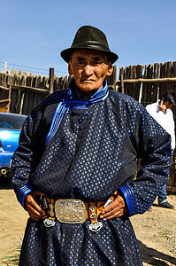 šef, mongolski, kostim, tradicionalni, portret, kultura, Azijski
