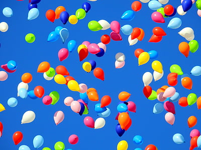 balão, festa, Carnaval, mover-se, céu, aniversário, casamento