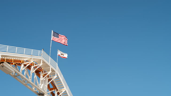 cielo, espacio, azul, Bandera, American, Estados Unidos, California