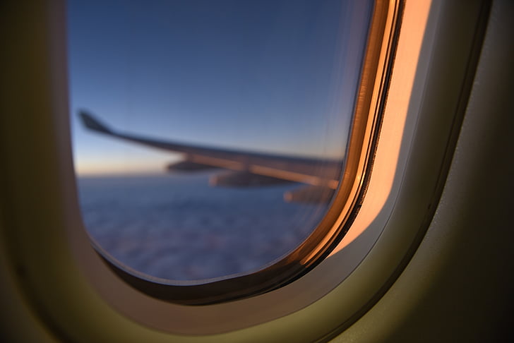 levegő, sík, ablak, repülőgép, légitársaság, utazás, repülés
