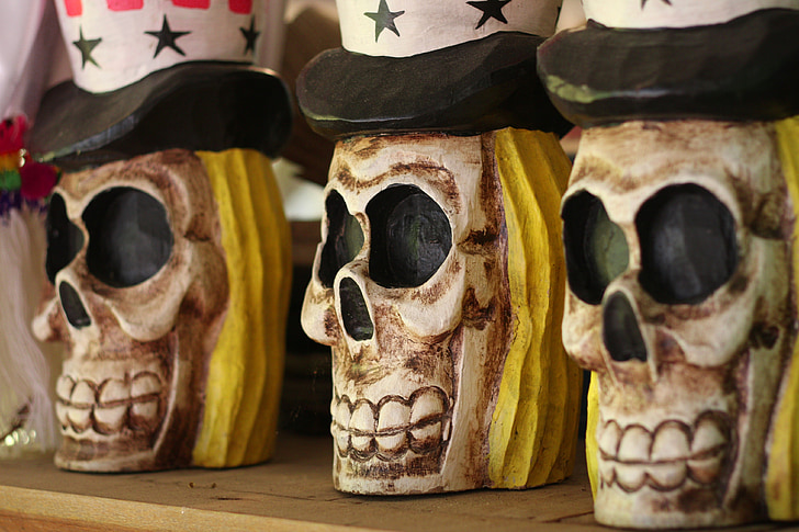 cráneos, cráneo de tío sam, Halloween, muerte