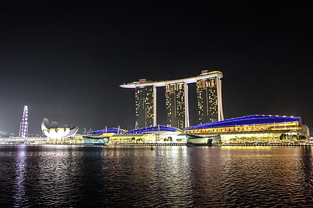 město, V noci, světla, Panorama, velké město, Asie, Architektura
