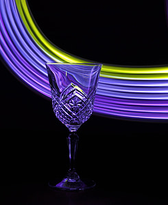 Copa de vino, cristal, púrpura, pintura luz
