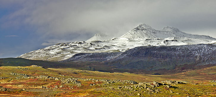 montagnes, neigeux, Islande, paysage, nature