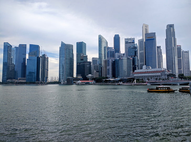 Szingapúr, Skyline, város, utca-és városrészlet, városi, építészet, Bay