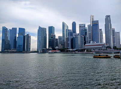 Singapour, Skyline, ville, paysage urbain, urbain, architecture, Baie