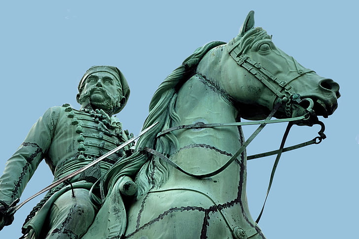 sculpture, rider on horse, copper, monument, statue, horse, famous Place