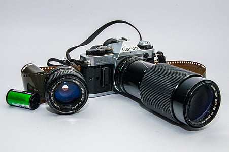 kamera, senas, derlius, lęšiai, retro išvaizdą, SLR fotoaparatas, teleobjektyvas