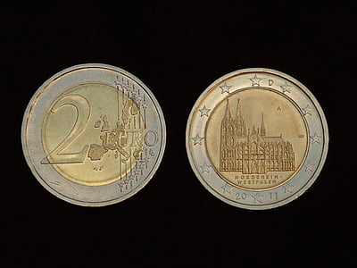 пари, монети, багажни, евро, € монета, метал, стойност
