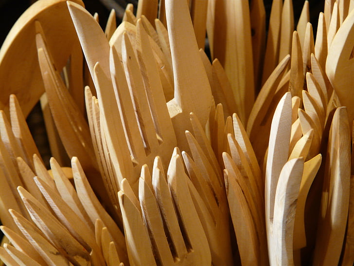 kayu garpu, garpu, kayu alat makan, alat pemotong, kayu, sendok garpu dapur, pasta