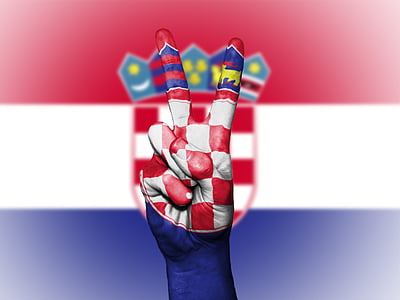 Kroatië, vrede, hand, natie, achtergrond, banner, kleuren