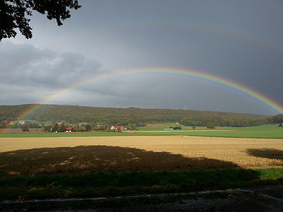 arco iris, sol, otoño, tiempo en, naturaleza, Estado de ánimo