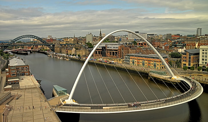 Newcastle, Tyneside, Gateshead, Tyne, reka, mostovi, Tyne most