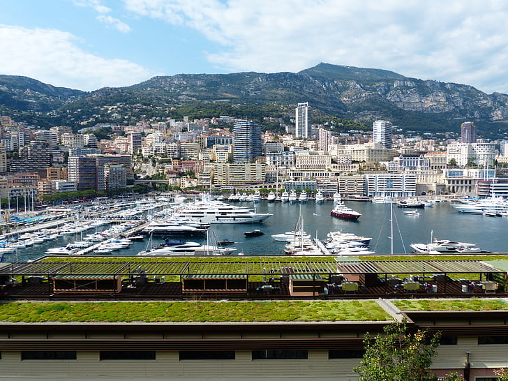 stad, wolkenkrabbers, hafe, schepen, jachten, Marina, Monaco
