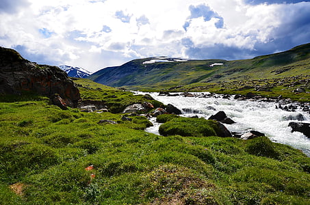Altaï, montagnes, paysage, rivière de montagne