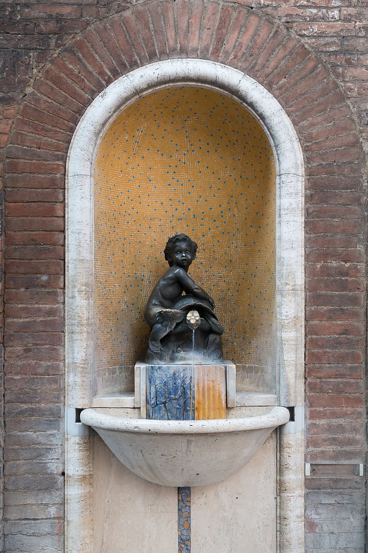 Fontaine, Tortue, bronze, Cast, marbre, symbole, statue de