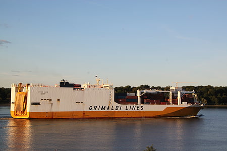 tovornih, posodo, kontejnerske ladje, Dostava, ladja, blaga, Hamburg
