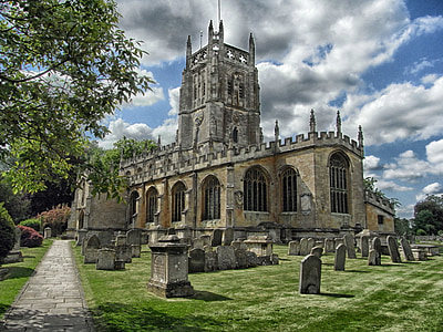Fairford, Anglia, templom, temető, építészet, Sky, felhők