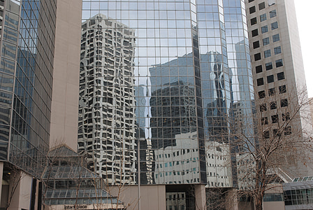 Καναδάς, Κάλγκαρι, ουρανοξύστης, καθρέφτης, στο κέντρο της πόλης, σπίτια