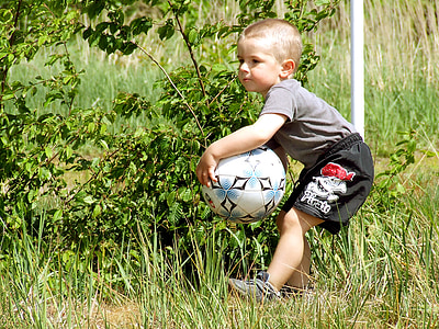 เด็ก, ลูกบอล, เด็กชาย, ฟุตบอล, กีฬา, เล่น, ลูกฟุตบอล