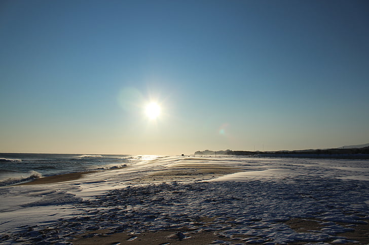 Ανατολή ηλίου, στη θάλασσα, Χειμερινή θάλασσα, Sokcho, παραλία, φύση, ηλιοβασίλεμα