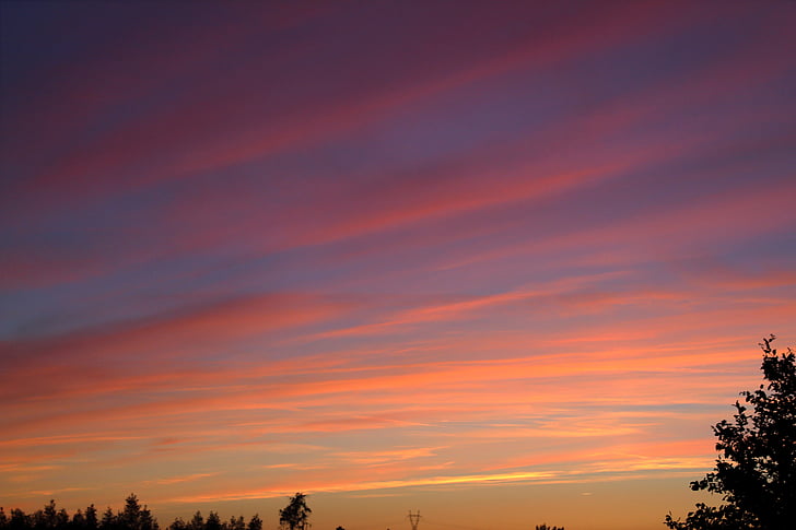 sunset, evening, clouds, sky, twilight, nature, outdoors