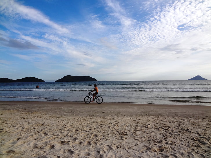Plaża, wakacje, rower, Latem, Beira mar, ciepła, piasek