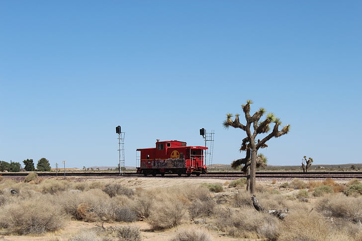Trem, deserto de Mojave, estrada de ferro, locomotivas, transporte, faixas, transportes
