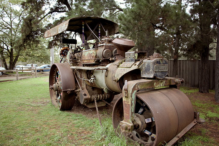 Steam roller, régi, gép, nehéz, Vintage, vontatási, Steam