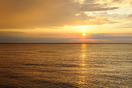 puesta de sol, mar, reflexión, noche en el mar, paisaje, Ucrania, Horizon