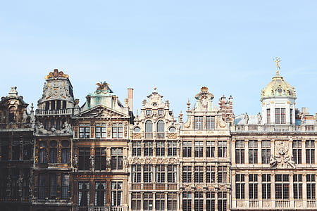 foto, cinza, mansão, edifício, arquitetura europeia, Brussel, arquitetura
