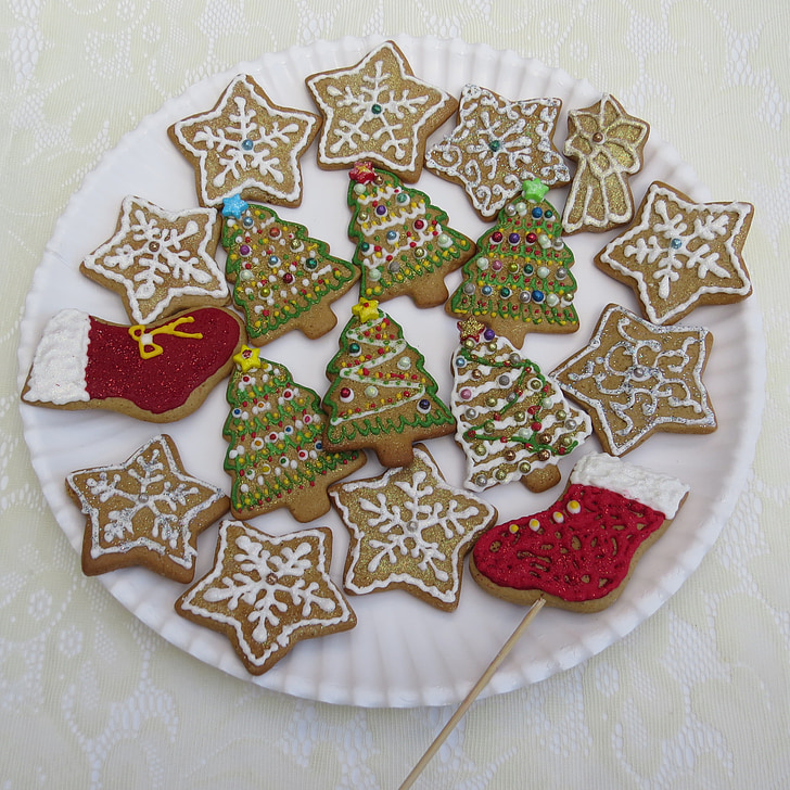 Gingerbread koekjes, Kerst gebak, Kerst, gebak, peperkoek, decoratie, partijen