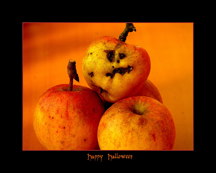 Halloween, fash, efterår, ansigt, Sjov, Apple, frugt