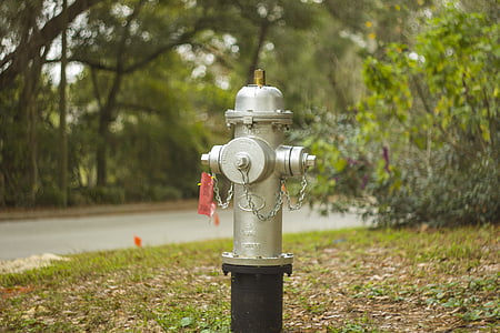 hydrant, silver, bokeh, fire, water, metal, equipment