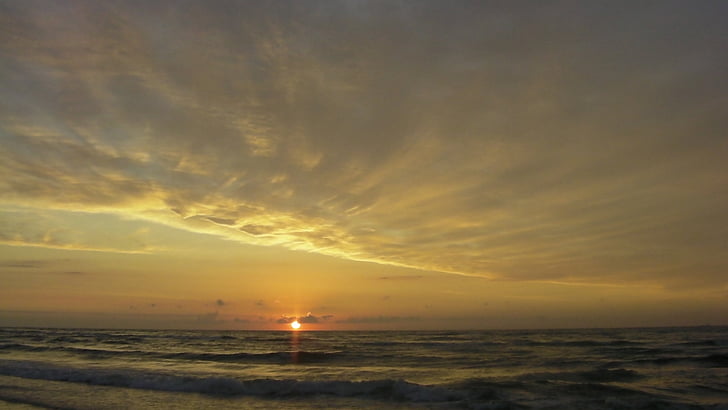 sunset, sea, beach