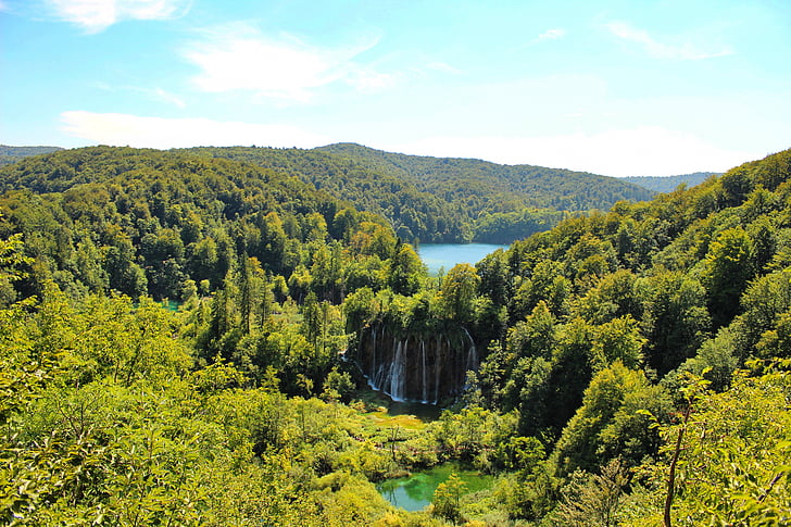 jezero, ráj, Chorvatsko, Plitvice, voda, krajina, modrá