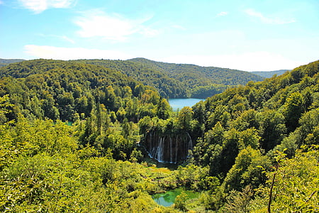 Lago, Paraíso, Croacia, Plitvice, agua, paisaje, azul