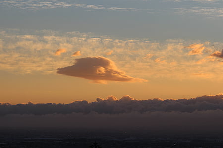 ufo, sunset, cloud formation, clouds, mood, sky, evening sky