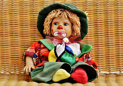 doll, clown, sad, colorful, sweet, funny, toys