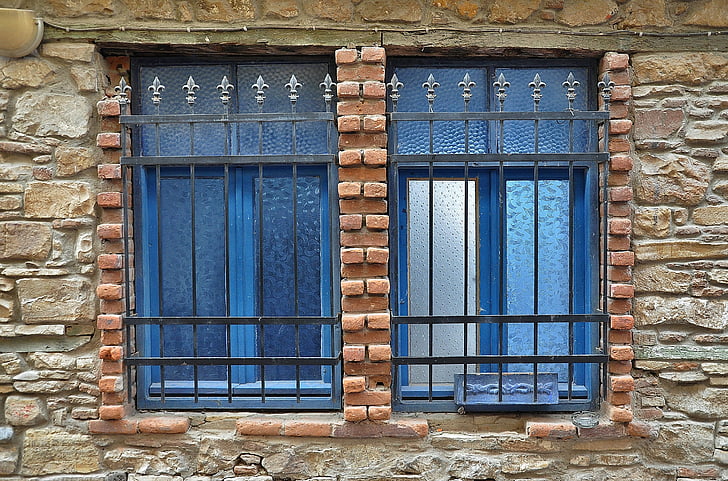 perete, pietre, fereastra, vechi, caramida, gri, clădire