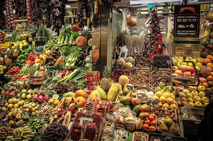 fruita, verdures, mercat, anomenat rothmans, aliments, vegetals