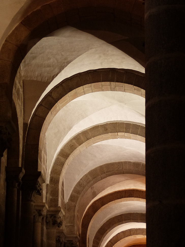 Architektura, Kościół, Vault, Hiszpania, Santiago de compostela, kolumny architektoniczne, łuk