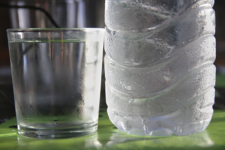studená voda, láhev, sklo