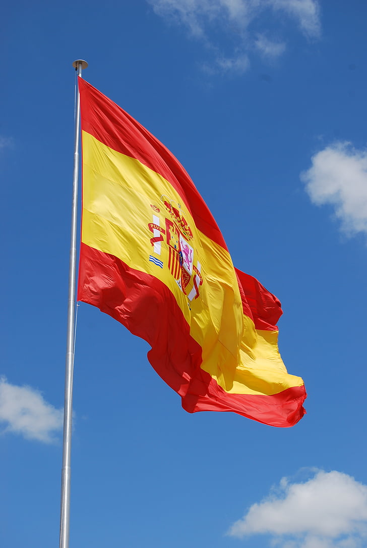 Spania, spansk, flagg, land, patriotisme, rød, stolthet