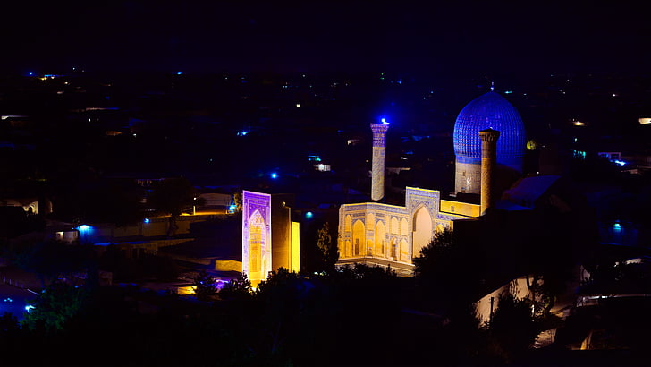night lights, ruhobod, night, city, central asia, middle asia, lights